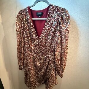 Yumi Kim Long Sleeve Floral Dress - Red and White